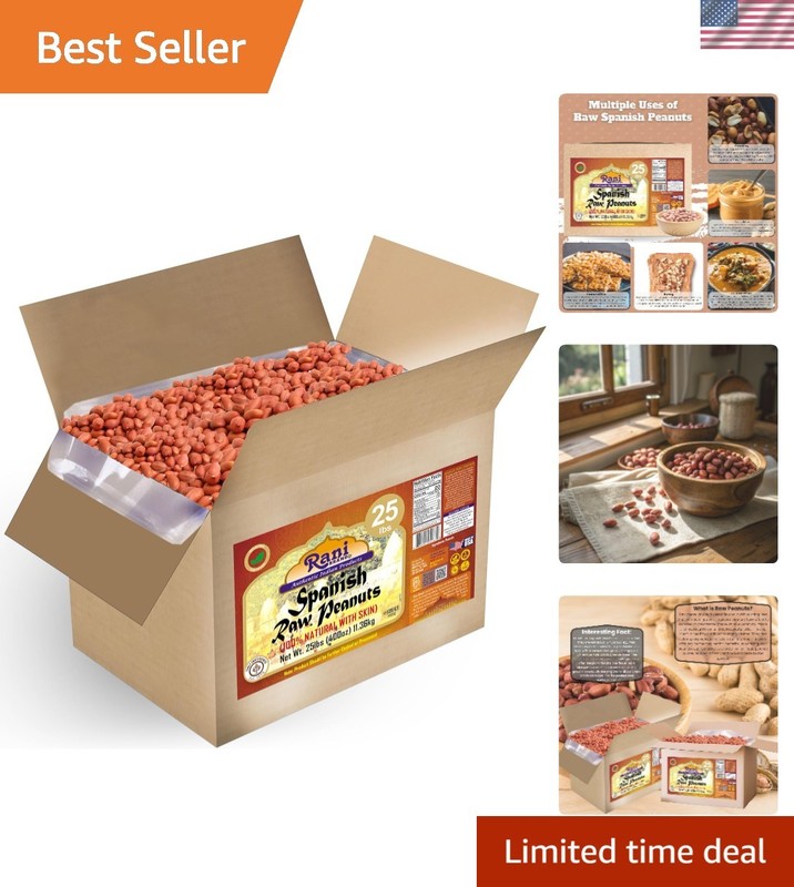 Rani Raw Spanish Peanuts 400oz - Natural, No Preservatives, 5- Shelf Life