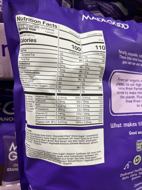 New Made Good Organic Granola Minis - Variety Pack 0.85 oz 24 Count EXP 11/2026 gallery