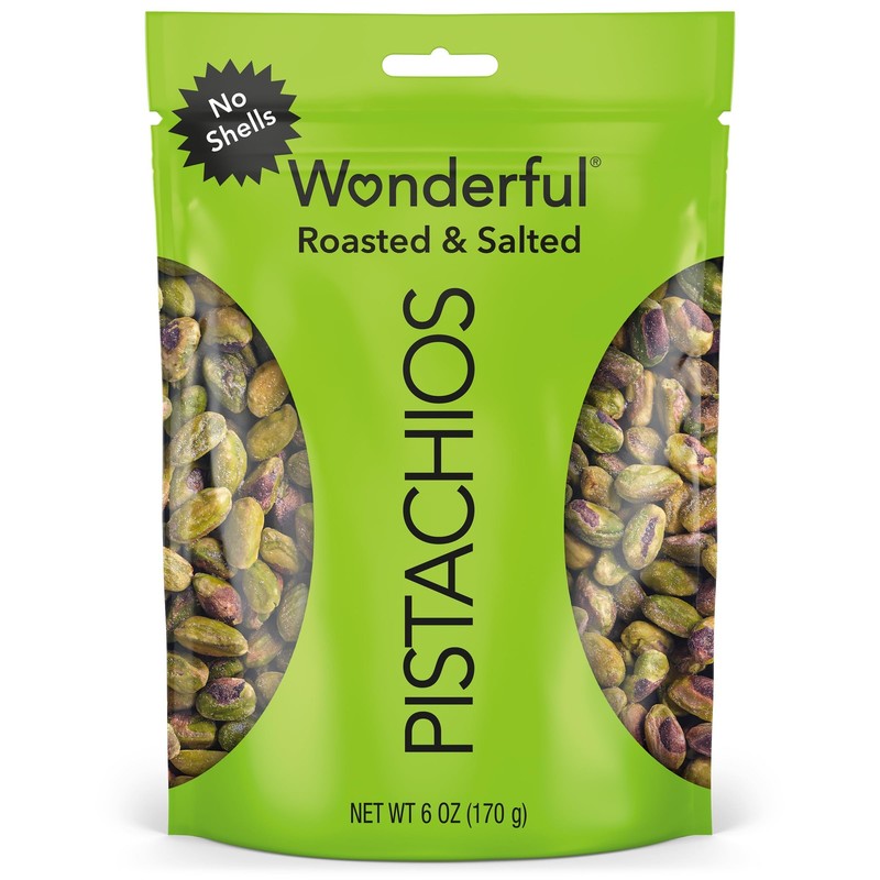 No Shells, Roasted & Salted Nuts, 6 Ounce Resealable Bag, Protein Snacks, Glu...