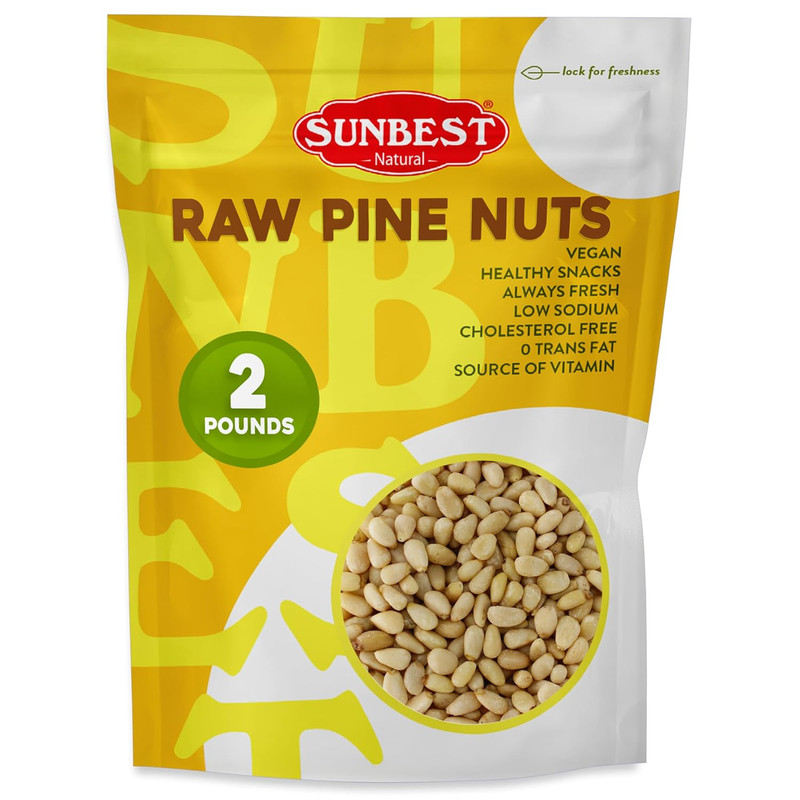 Raw Pine Nuts, 2Lbs – Unsalted & Unroasted – Shelled Pignoli Nuts for Pesto, Bak