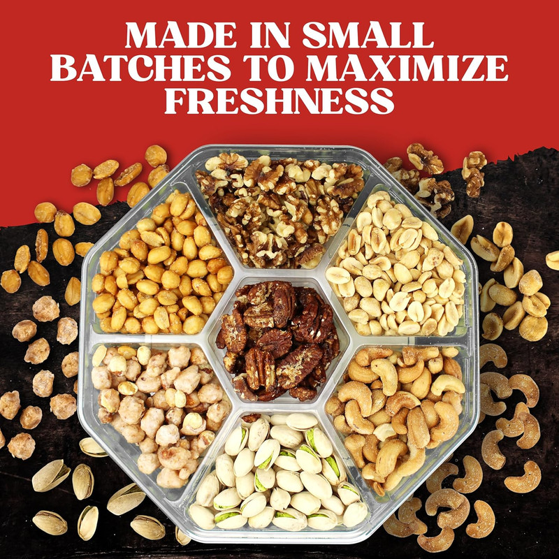 Nuts Gift Basket – 7 Sectional Nuts Platter with a Variety of Freshly Roasted…