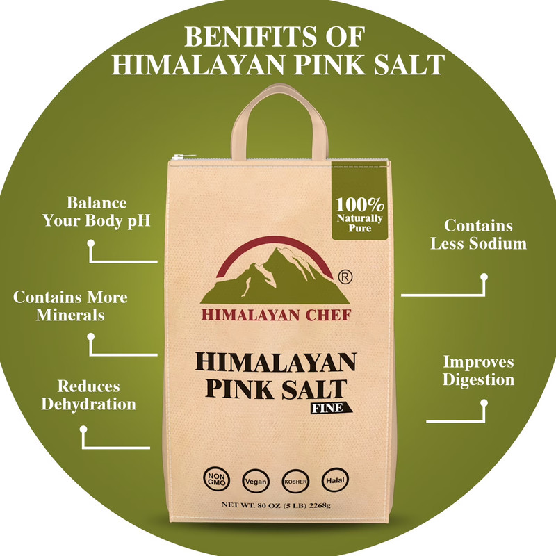 Himalayan Chef Pink Salt, Fine Grain, 10 lbs (2x 5 lbs Bags) | Non-GMO, Gluten- gallery