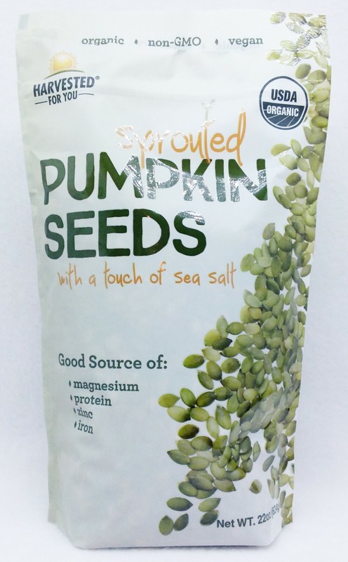 1 BAG Harvested For You SPROUTED PUMPKIN SEEDS Touch of Sea Salt ORGANIC 22 oz