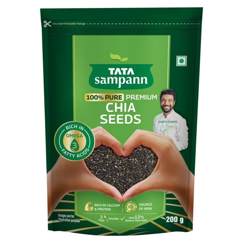 Tata Sampann Chia Seeds 200g | Omega-3, Calcium, Protein | Fiber-Rich Superfood