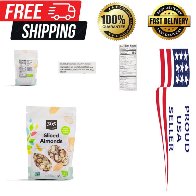 Unsalted Sliced Almonds, 8 Ounce – Perfect for Cooking & Baking