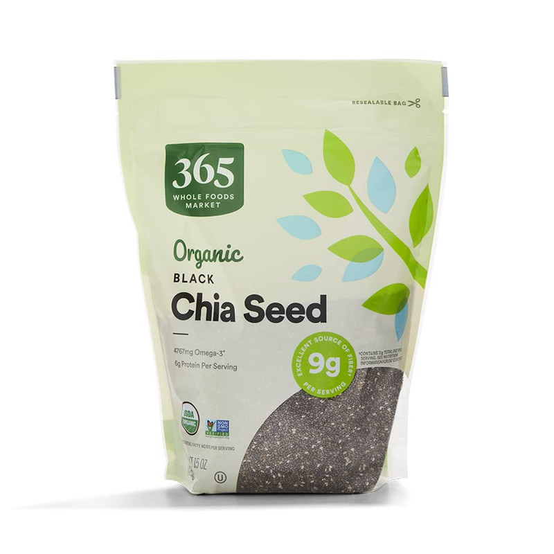 , Organic Black Chia Seeds, 15 Ounce