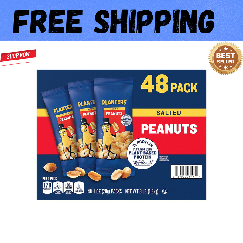 Planters Salted Peanuts (48 1-ounce packs) free shipping