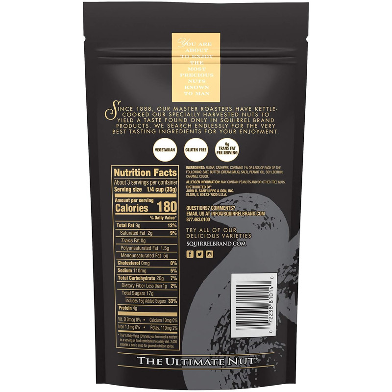 Sweet Brown Butter Cashews,3.5 Ounces Resealable Bag,Gluten Free,Vegetarian,(Pac gallery