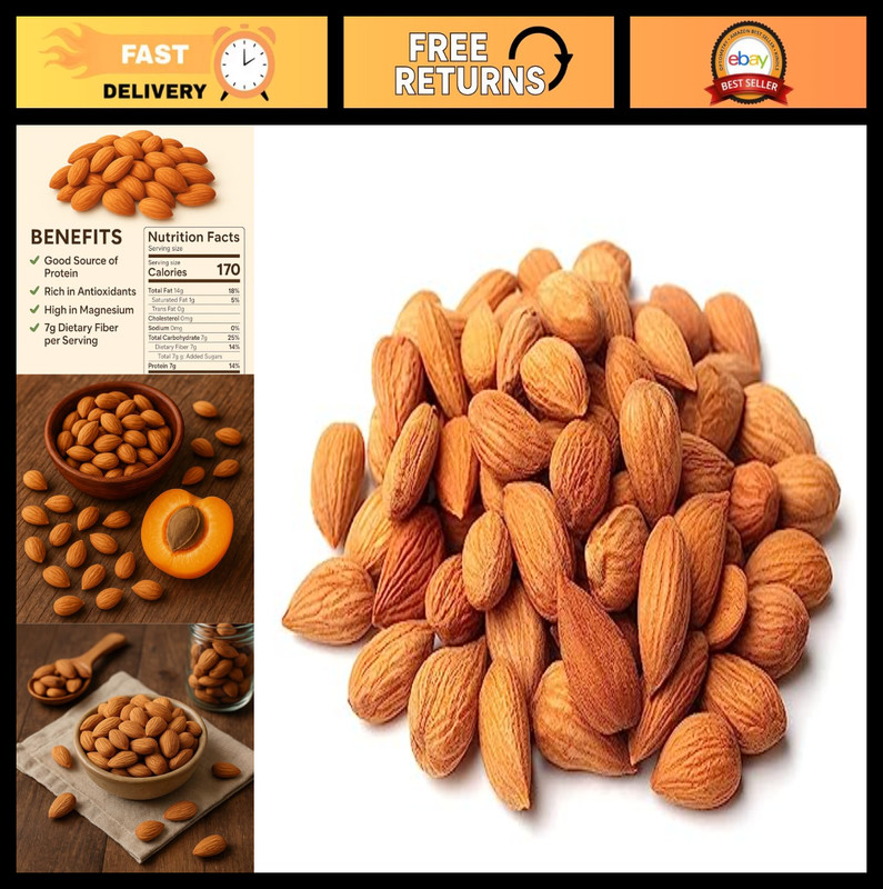 Organic Bitter Apricot Kernels 32 oz – Raw Whole Seeds, Vegan, Gluten-Free, Bulk