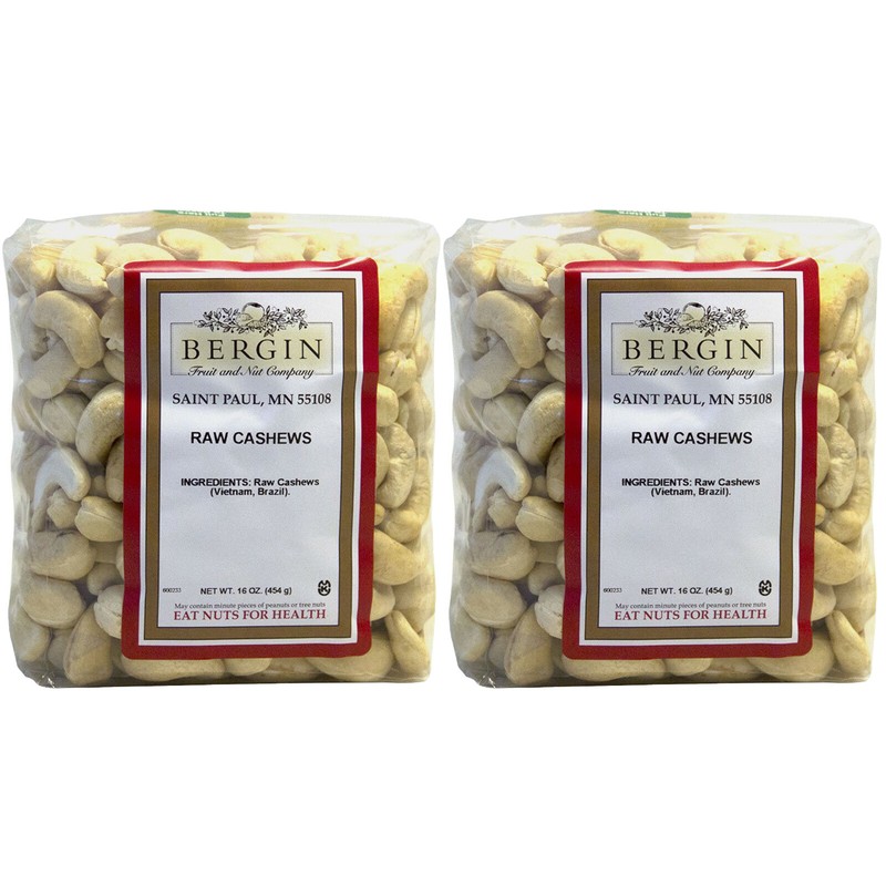 Bergin Fruit and Nut Company, (2 Pack) Raw Cashews, 16 oz (454 g)