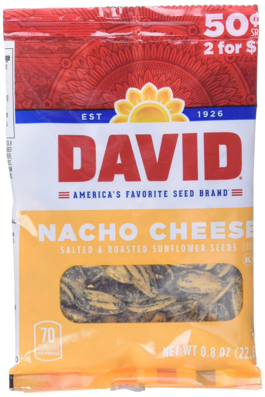 David Seed Sunflower Seeds, Nacho Cheese, 0.8 Ounce, Ounce (Pack of 36)