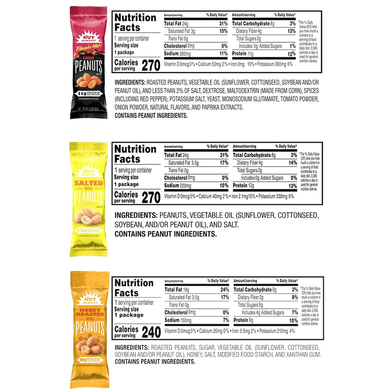 , 3 Flavor Peanuts Variety Pack, Individual Bags (36 Pack) gallery