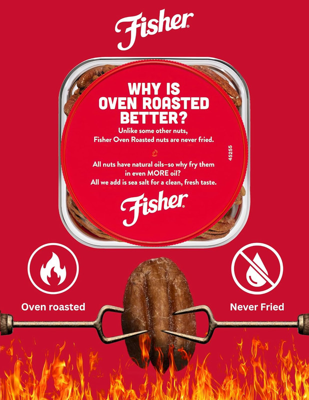 Fisher Oven Roasted Never Fried Mammoth Pecans, 17 Ounces (Pack of 1), Heart Hea gallery