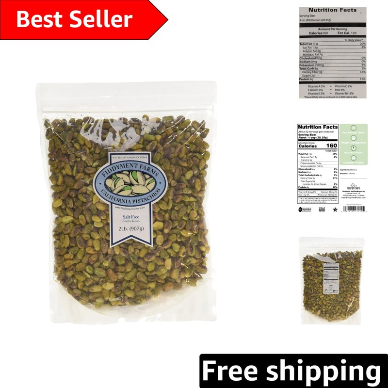 Jumbo California Grown 2 lbs Unsalted Pistachio Kernels – Healthy Snacking Treat