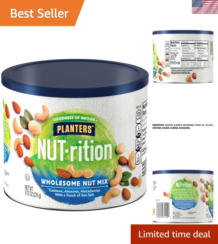 NUT-Rition Wholesome Nut Mix: Cashews, Almonds & Macadamias, 9.75 oz Canister