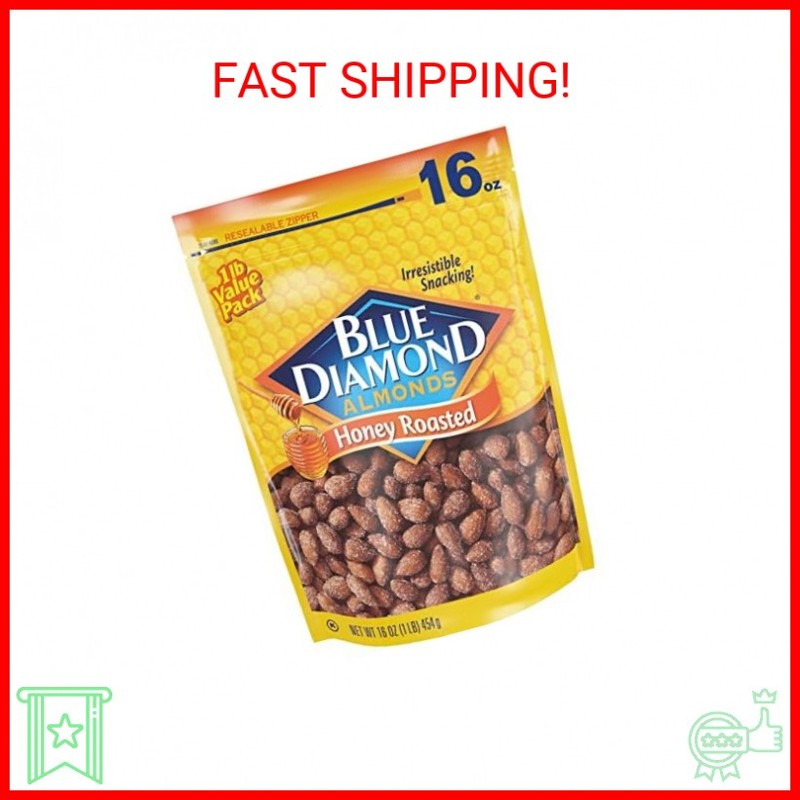 Blue Diamond Almonds Honey Roasted Snack Almonds, Honey Roasted, 1 Pound (Pack o