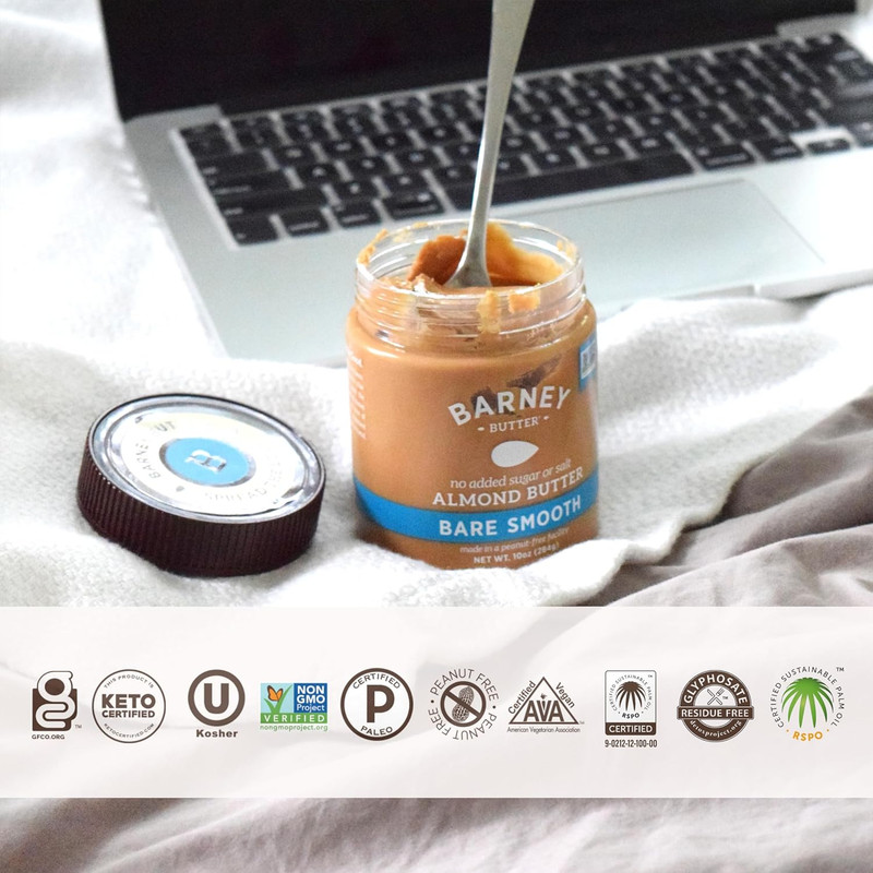 Almond Butter, Bare Smooth, 10 Ounce Jar, No Added Sugar or Salt, Skin-Free Almo gallery