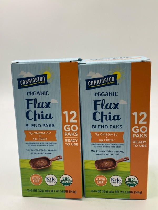 Carrington Farms Organic Flax Chia Packs 24 Pack .04 oz ea BB 06/13/2027
