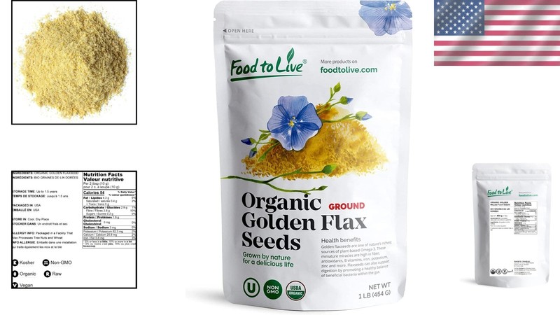 Organic Golden Flaxseed Meal, 1 Pound - Rich in Omega-3 & Baking Delight gallery