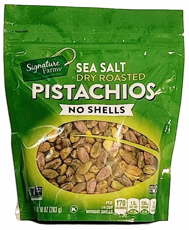 Signature Farms Sea Salt Dry Roasted Pistachios No Shells, Non GMO, Gluten Free