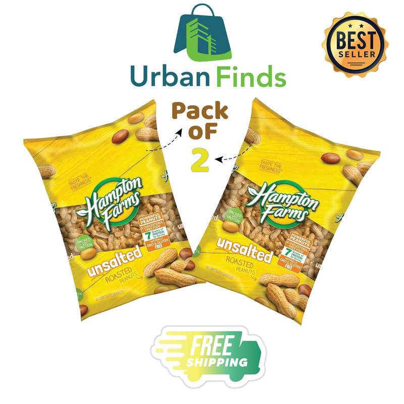 2 PACK Hampton Farms Unsalted In-Shell Peanuts 10 lbs. TOTAL – FREE SHIPPING