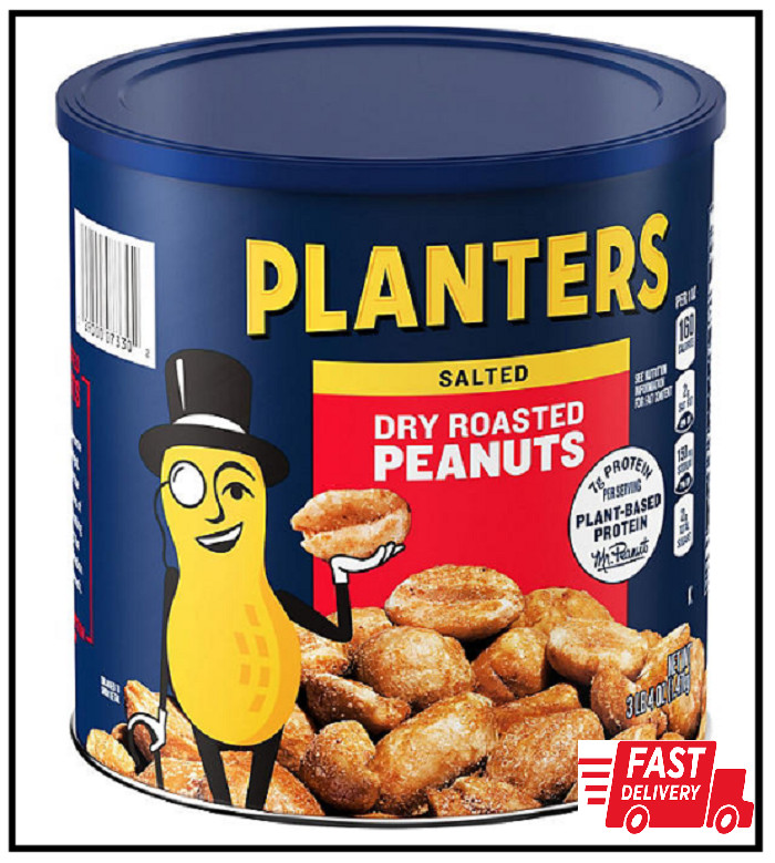 2 PACK – Planters Dry Roasted Salted Peanuts Can 52 oz (Total 104 oz) FREE SHIP!