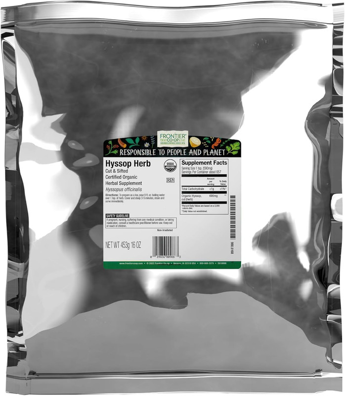 Organic Hyssop Herb, 1Lb Bulk Bag, Cut and Sifted | 100% Natural Dried Leaves |