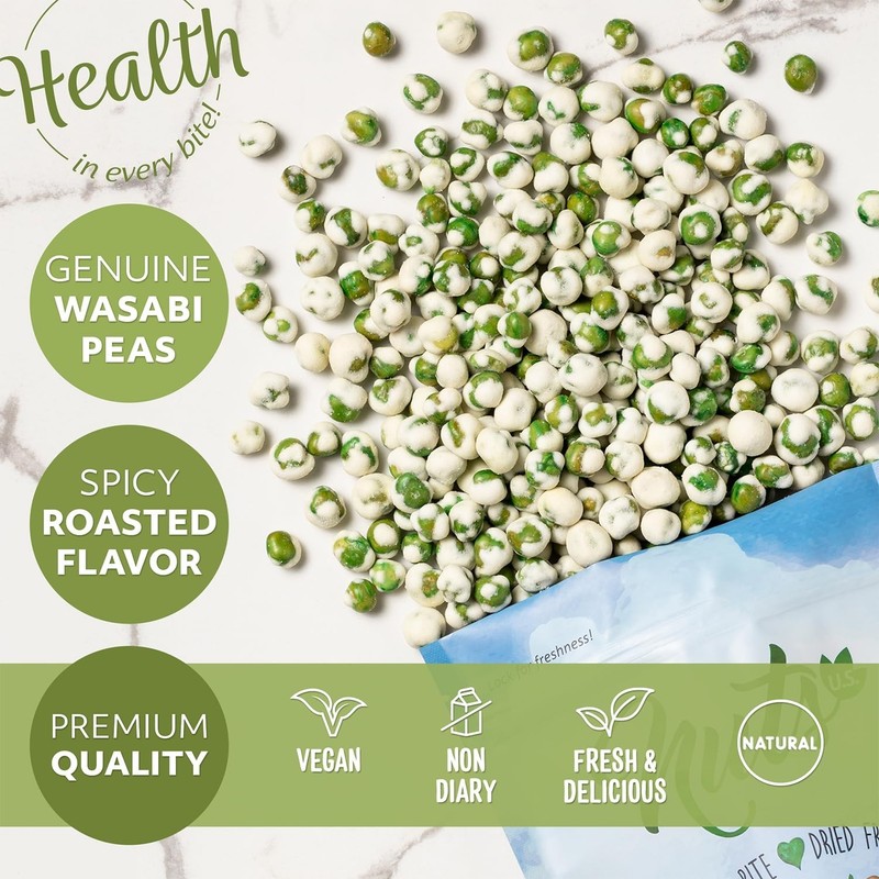 2 LBS Wasabi Coated Green Peas | Vegan | Premium Quality | Crunchy & Spicy Roas gallery