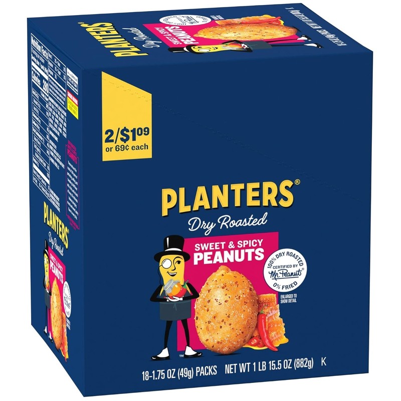 Spicy Dry Roasted Peanuts 18 Pack Kosher Snack Nuts