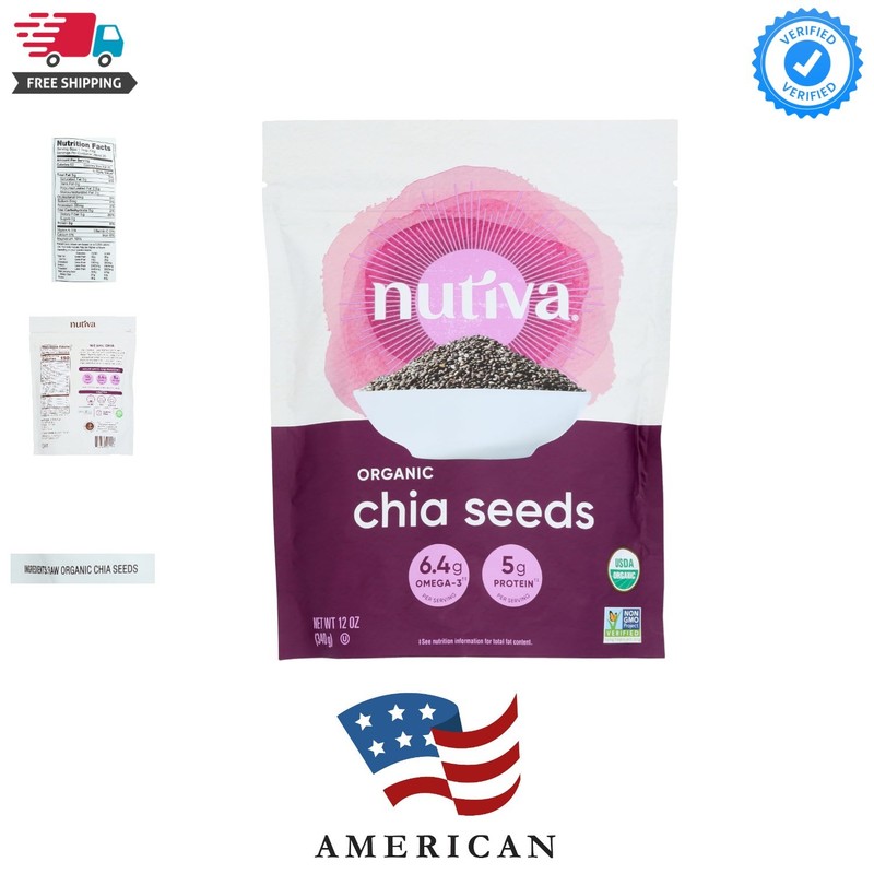 Organic Chia Seed, Black, 12 Ounce Pack of 1