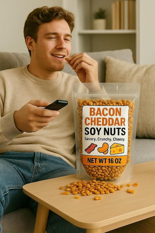 Bacon Cheddar Soy Nuts 16 oz Resealable Snack Bag High Protein, Crunchy Roasted gallery