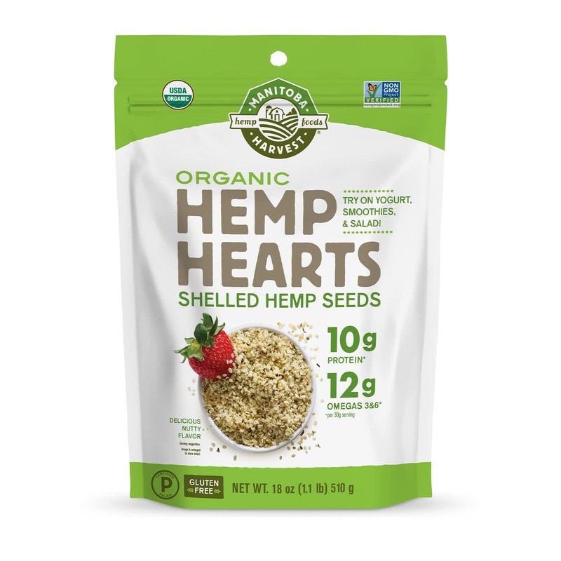 Manitoba Harvest Organic Hemp Seeds, 18oz, 10g 18 Ounce (Pack of 1), 18