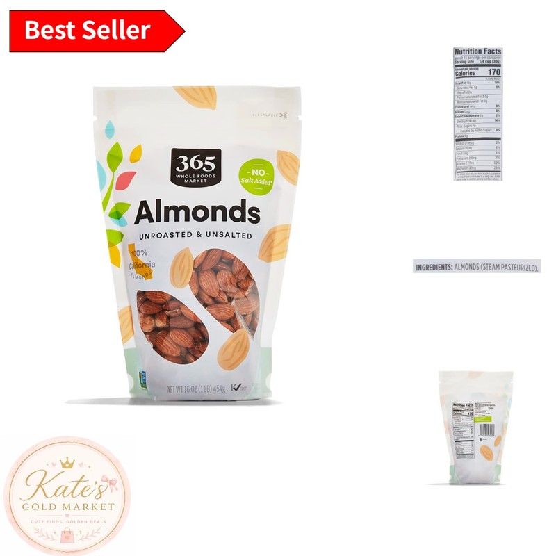 Nutritious Whole Raw Almonds – 16 Ounce Resealable Bag for Easy Snacking
