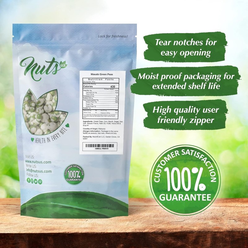 2 LBS Wasabi Coated Green Peas | Vegan | Premium Quality | Crunchy & Spicy Roas gallery
