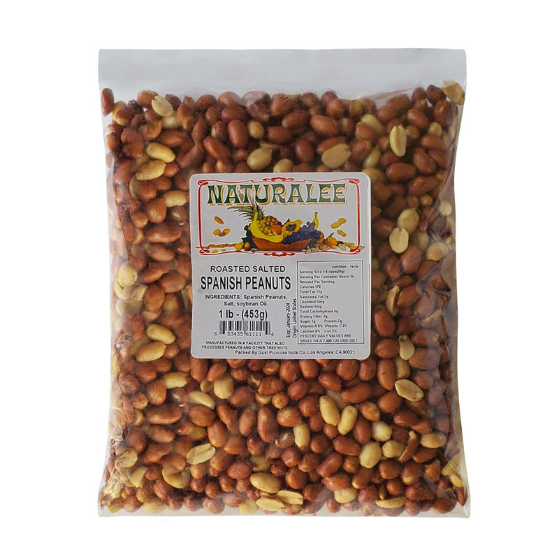 Peanuts, with Skin Spanish Peanuts 1 Lbs – Roasted & Salted – Heart Health, High
