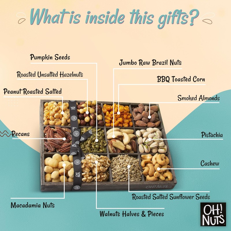 Oh Nuts 12 Variety Nuts Gift Basket Healthy Gift Baskets Gourmet Assorted N... gallery