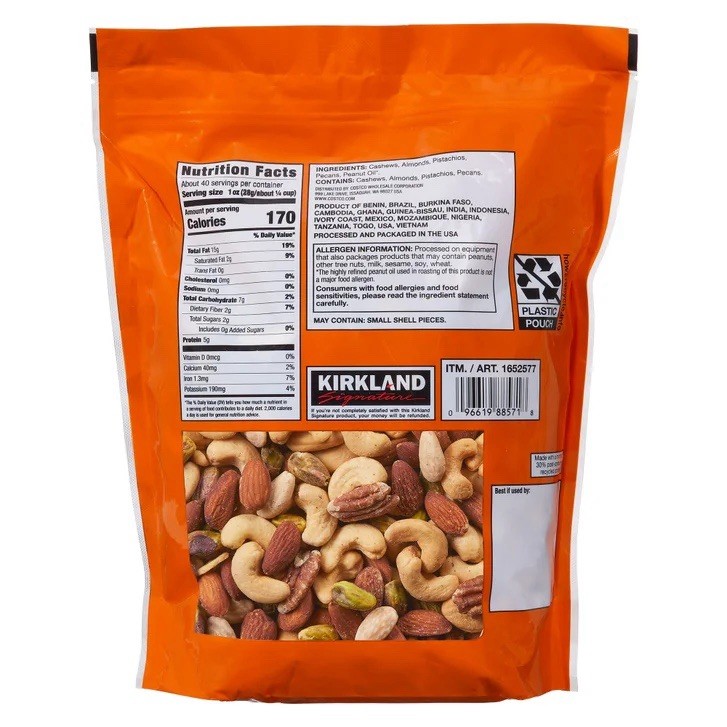 Kirkland Signature Extra Fancy Mixed Nuts, Unsalted, 2.5 lbs gallery