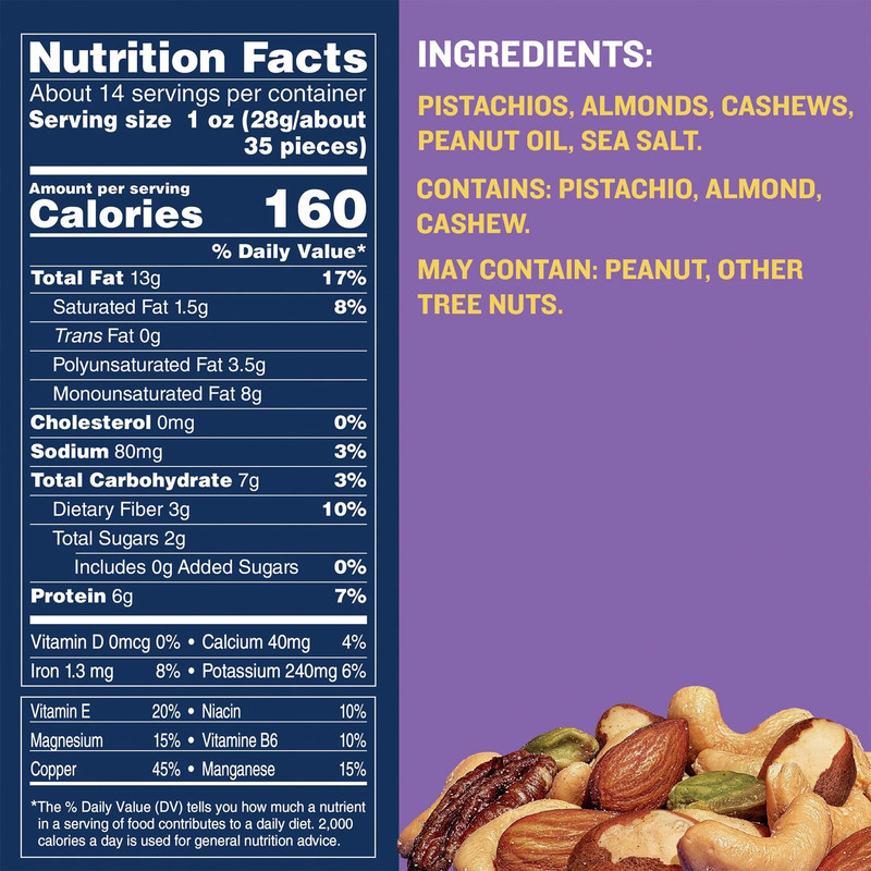 Deluxe Pistachio Mix, Party Snacks, Plant Based Protein, 14.5 Oz Steel Can gallery