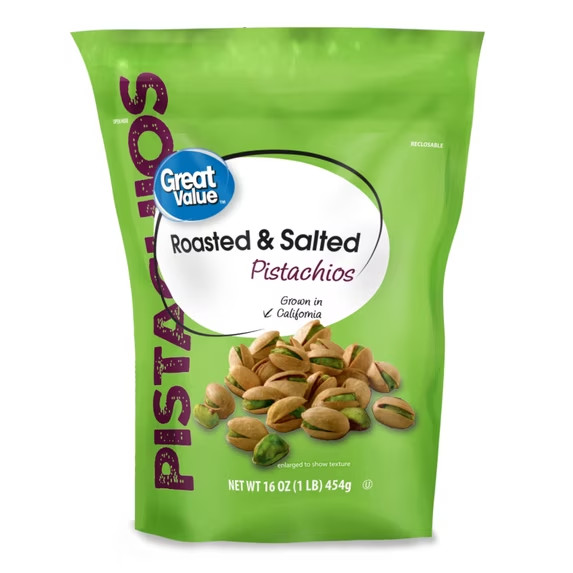 (2 pack ) Great Value Roasted & Salted Pistachios, 16 oz Resealable Bag gallery