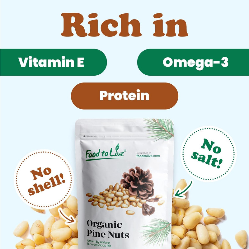Food to Live Organic Pine Nuts, 1 Pound – Non-Gmo, Whole Raw Pignolias, Unsalted gallery