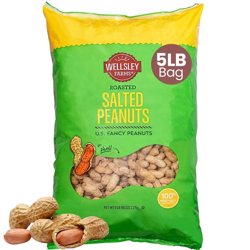 Roasted Salted In-Shell Peanuts 5 lb Bag Wholesome Snack gallery