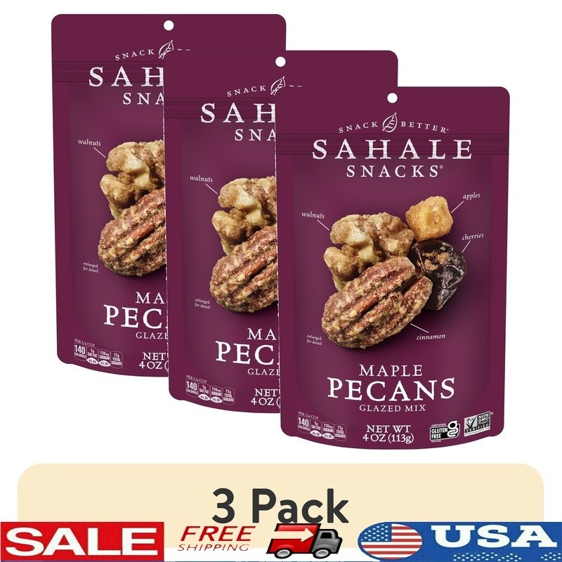 Maple Glazed Pecans Walnuts Dried Apples Snack Nut Mix Gluten Free Non GMO New