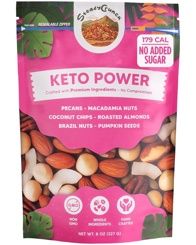 Keto Power Mixed Nuts - Sugar Free & Non-GMO, High Protein Snack Packs - Peca...
