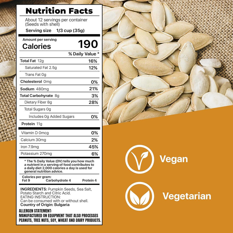 ROASTED PUMPKIN SEEDS to Eat in Shell by Premium Orchards MIXED NUTS - Salted wi gallery