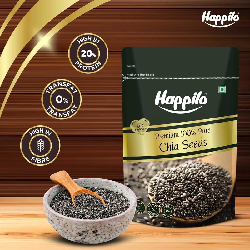 Happilo Premium Raw Organic Authentic Chia Seeds 250g Free Delivery 7- 10 Days gallery