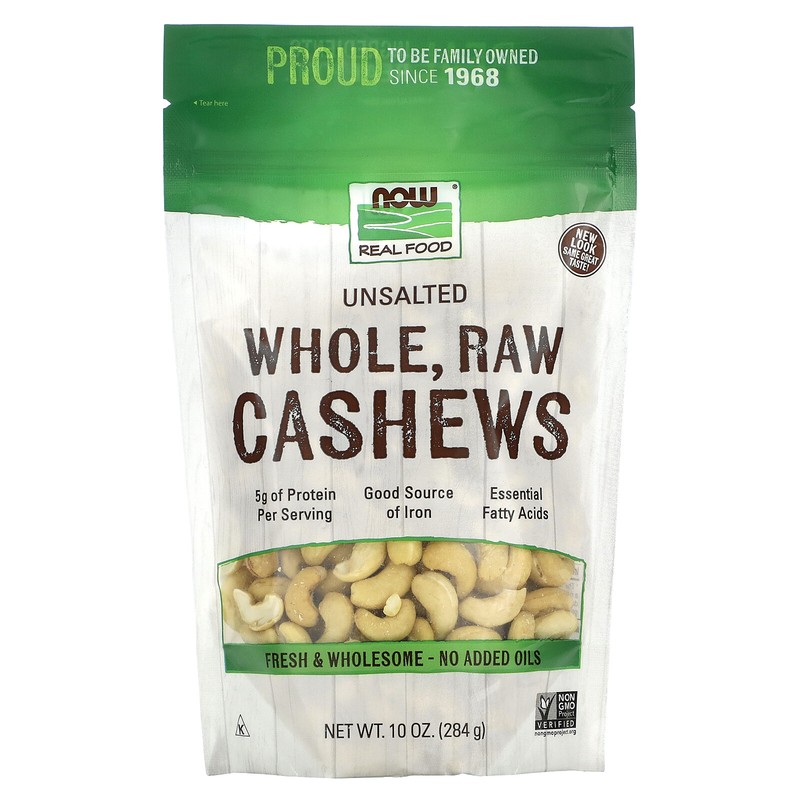 Real Food, Whole, Raw Cashews, Unsalted, 10 oz (284 g)