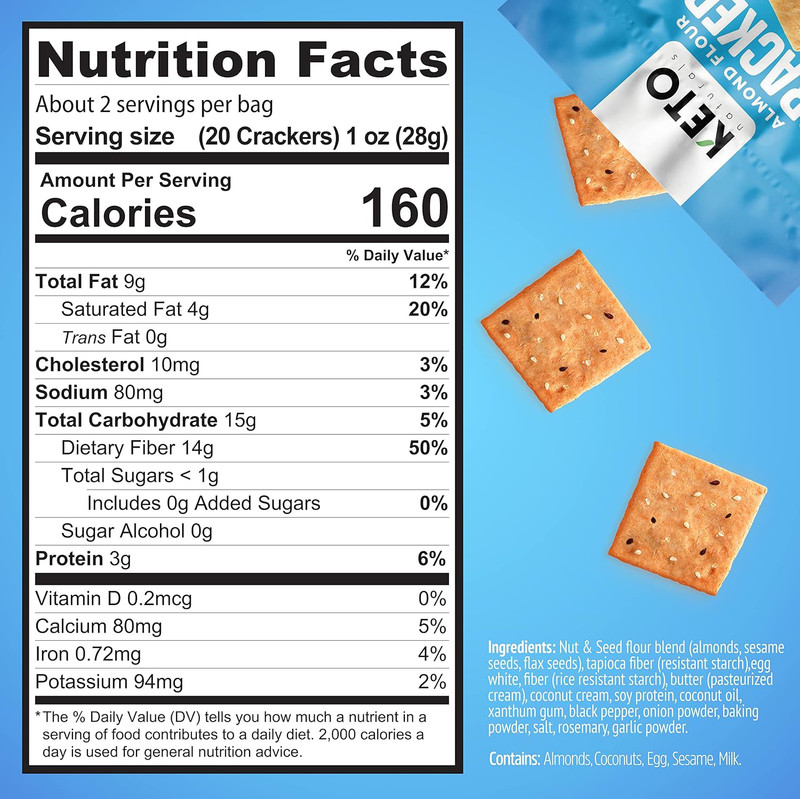 Keto low carb crackers Sea Salt Keto friendly zero carb no sugar added gluten 3 gallery