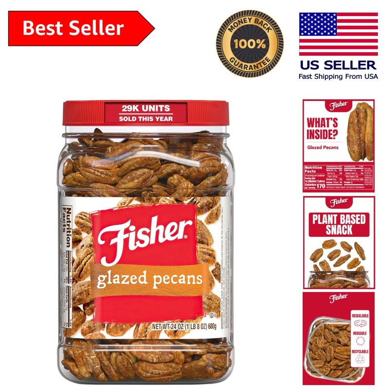 Elegant Snack Solution: 24 oz Junior Mammoth Candied Pecans for All Occasions