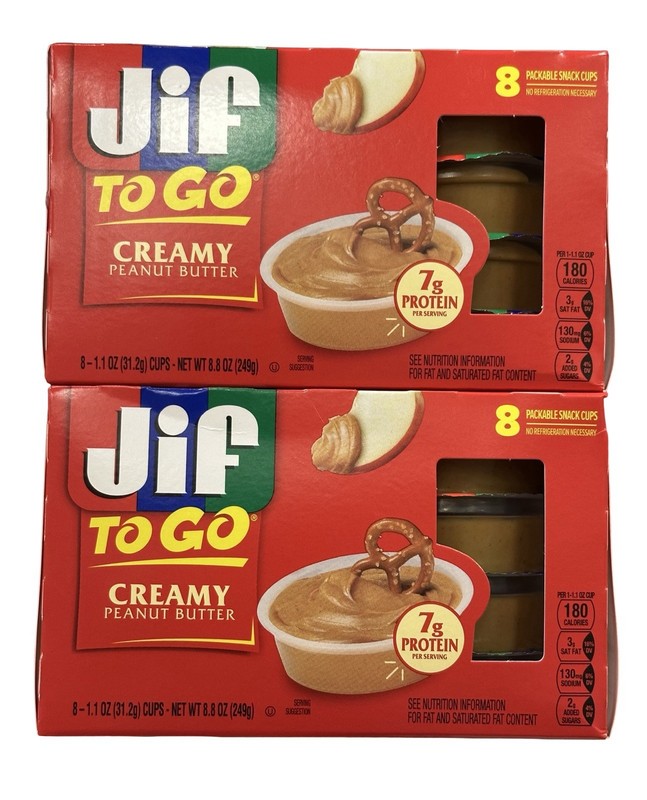 Jif To Go Creamy Peanut Butter 2 Packs 16 Cups Total 7G Protein Per Serving