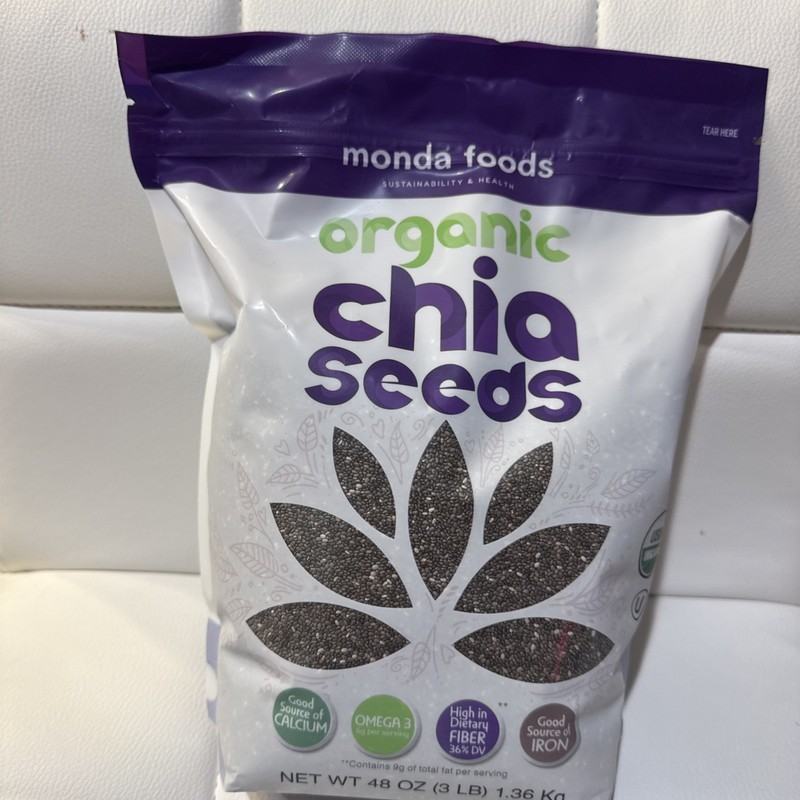 Monda Foods Organic Chia Seeds 3 Pounds 48 OZ USDA Vegan NON GMO Free Ship’g